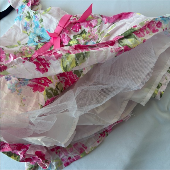 Floral Pink and Green Dress with Bow - Picture 4 of 5